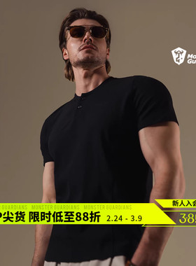 Monster Guardians N系列短袖亨利领衫休闲修身健身凉感T恤上衣男