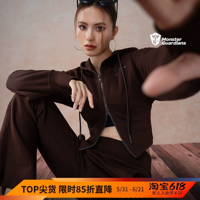 Monster Guardians恣意系列秋冬复古抓绒运动外套长裤休闲套装女