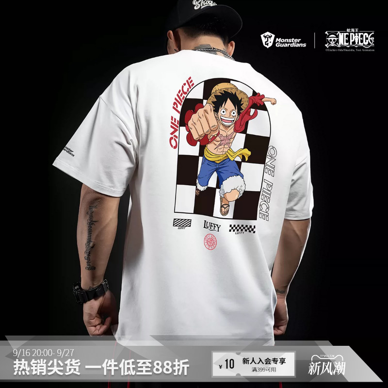 MSGD男子航海王棋盘格T恤图片