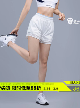 Monster Guardians防走光运动短裤女宽松透气休闲黑白色健身裤