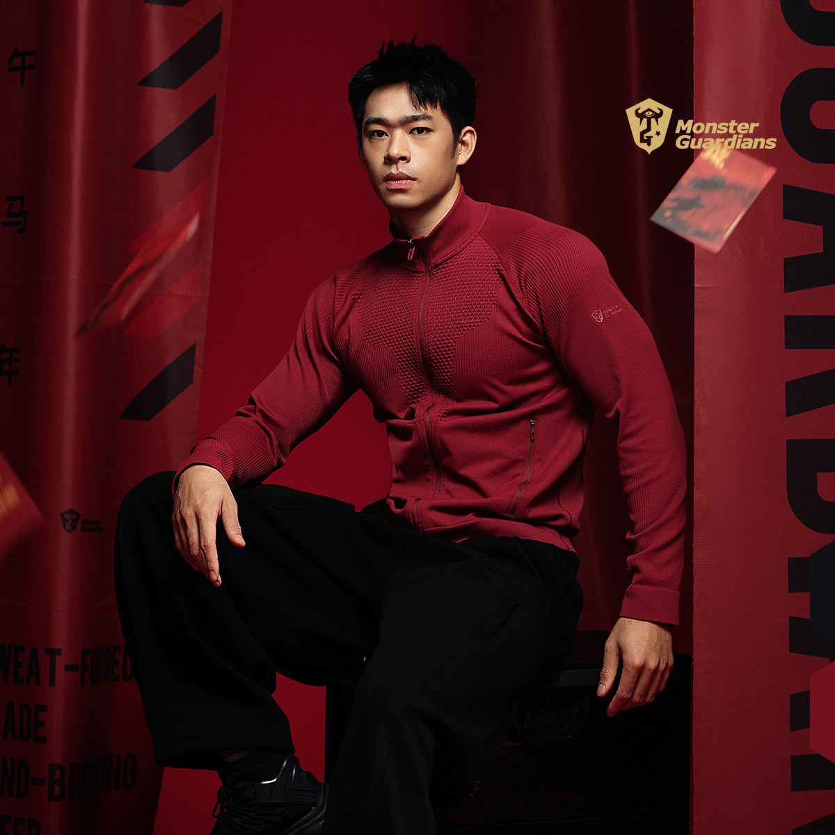 Monster Guardians马年限定款男子秋冬一体编织健身训练长袖外套