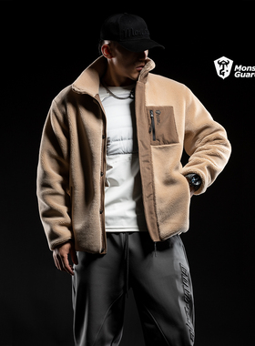 Monster Guardians勇者无畏系列男子立领防风保暖休闲羊毛羔外套