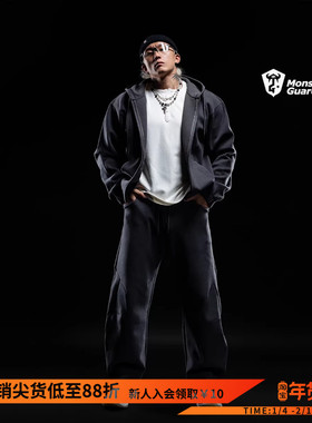 Monster Guardians勇士系列男子秋冬双面绒卫衣外套长裤运动套装