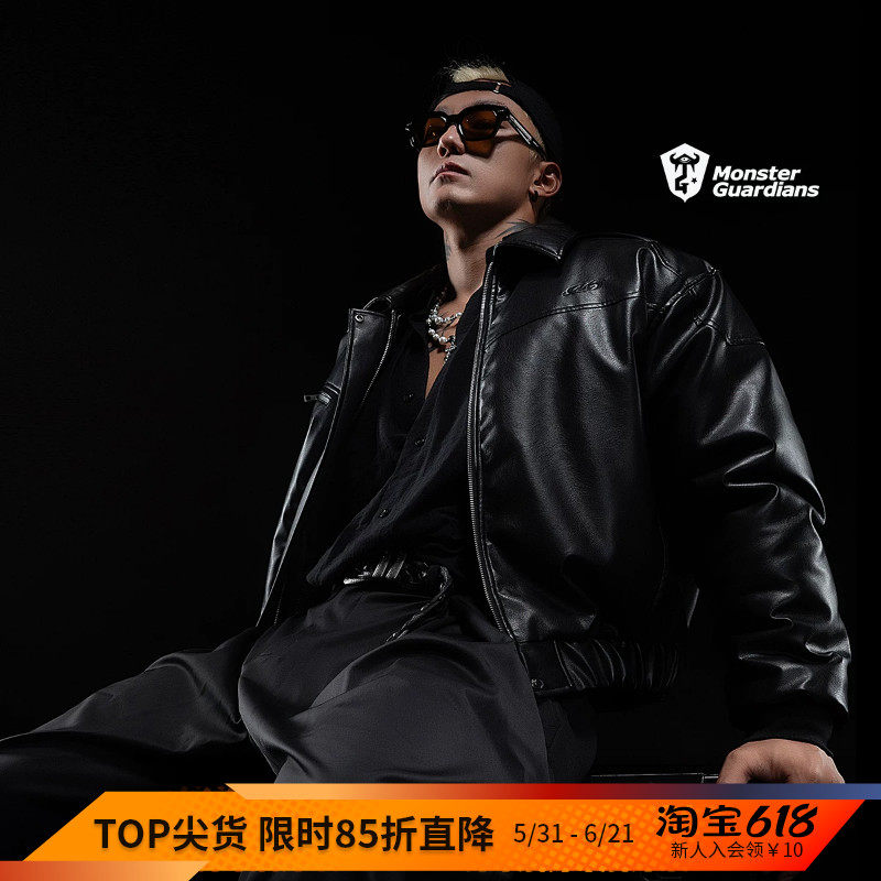 Monster Guardians暗夜系列男子秋冬美式休闲短款仿貂毛皮衣外套