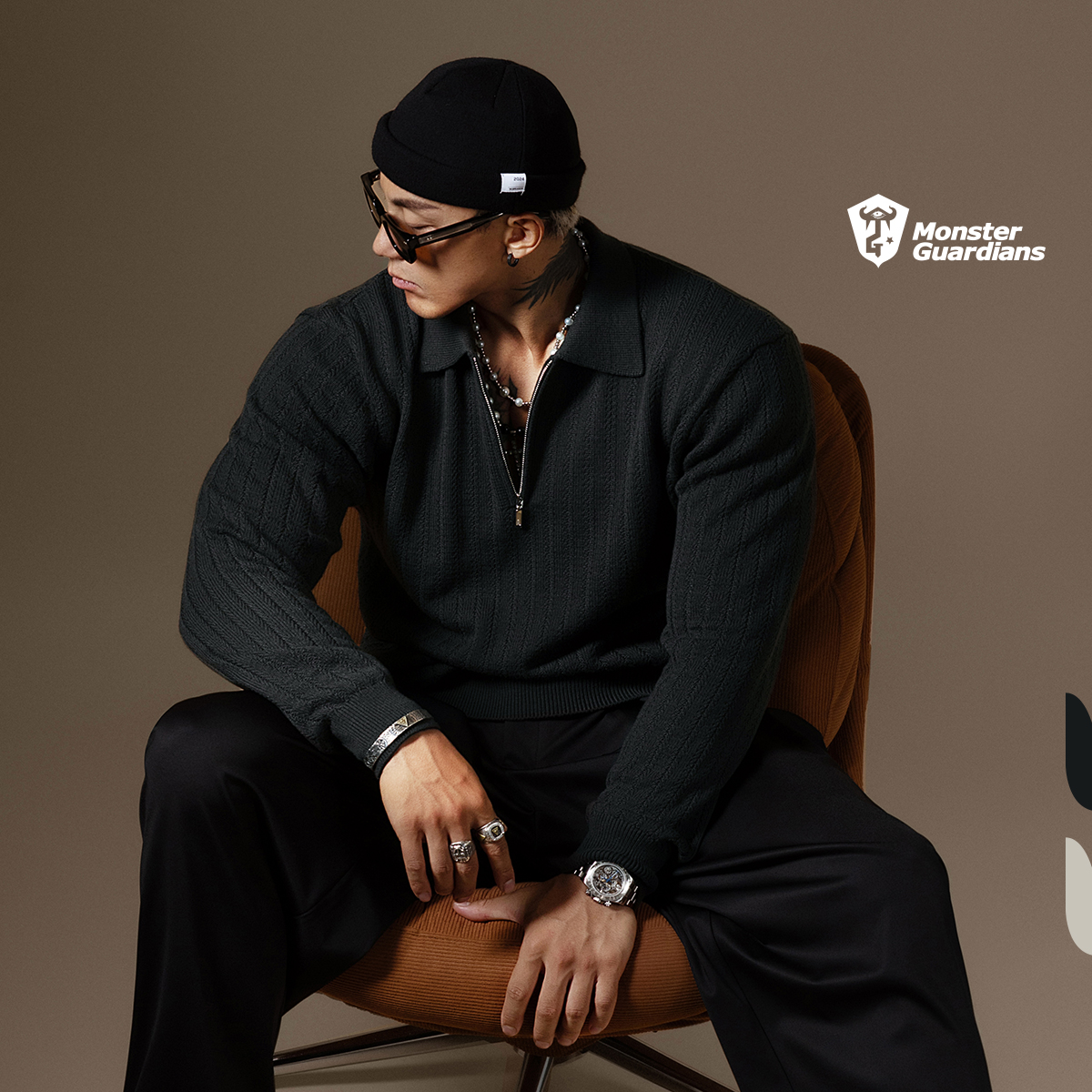 MSGD羊绒polo领休闲毛衣