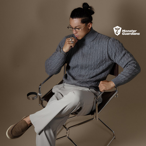 MSGD男子秋冬休闲针织毛衣外套