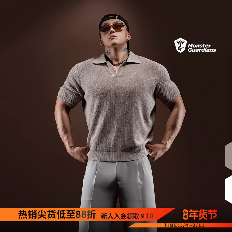 Monster Guardians N系列春夏老钱风运动短袖复古polo马球衫男,运动服/休闲服装,运动POLO衫,淘宝优惠券,粉丝福利购,淘宝优惠卷