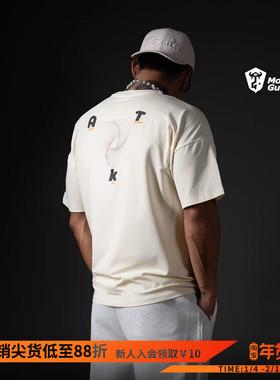 Monster Guardians未来感系列男子夏季落肩运动短袖宽松休闲T恤潮