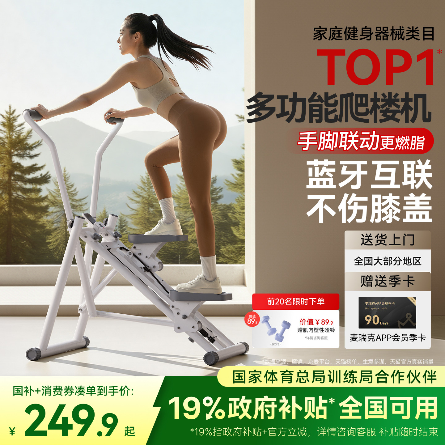 麦瑞克多功能爬楼机健身家用登山仪踏步小型运动器材瘦腰节日送礼