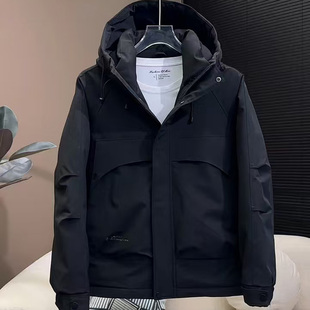 夹棉连帽冲锋衣外套潮牌高街二棉加厚男棉服 爆款 重磅美式 痞帅男士