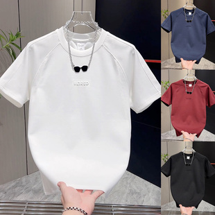青年打底衫 圆领百搭休闲半袖 T恤男士 2025钢印设计感字母休闲短袖