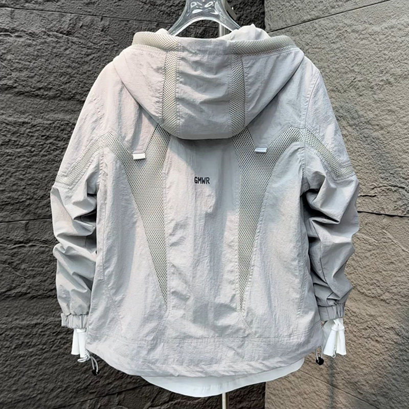2024秋季纯色连帽休闲夹克男士时尚拉链户外工装外套宽松拼接上衣,男装,夹克,淘宝优惠券,粉丝福利购,淘宝优惠卷