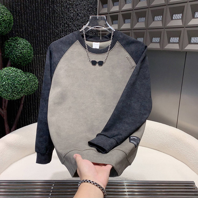 美式休闲拼接撞色卫衣爆款