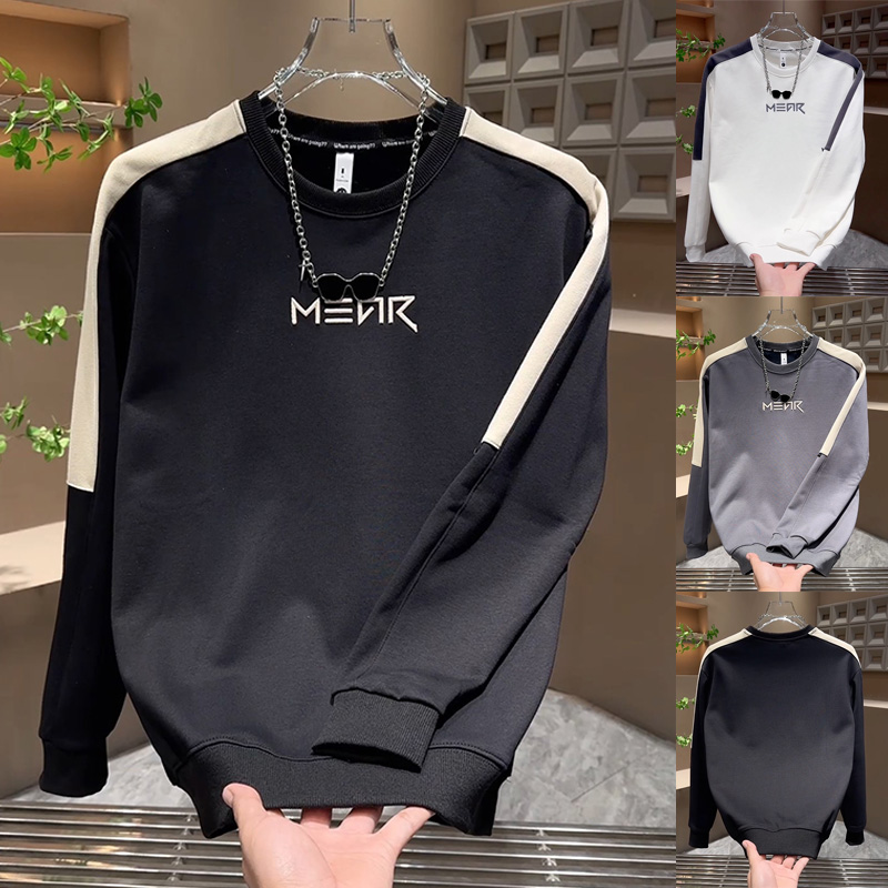 加绒加厚撞色拼接ins气质卫衣