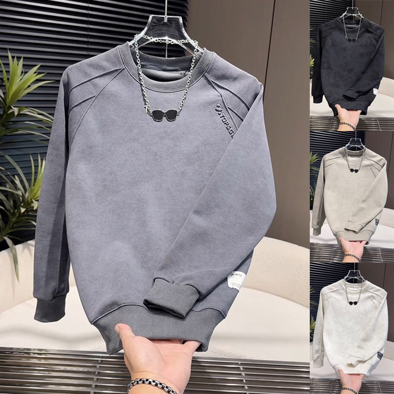 2025新款品质加绒加厚男装卫衣韩版休闲百搭个性字母打底气质T恤