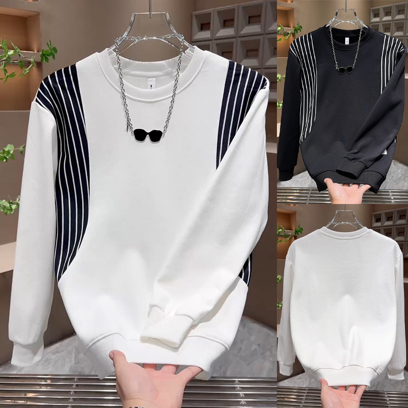 撞色条纹设计感美式休闲卫衣