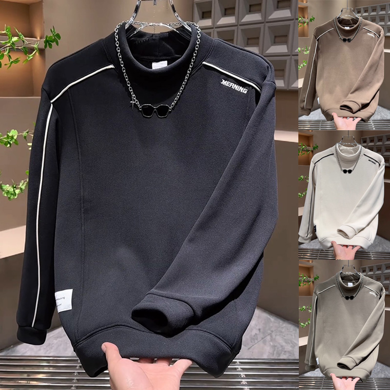 设计感ins潮牌拼接半高领卫衣