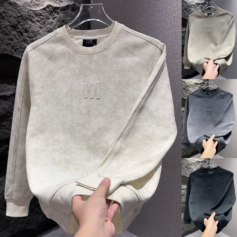 加绒晕染个性网红卫衣男士T恤