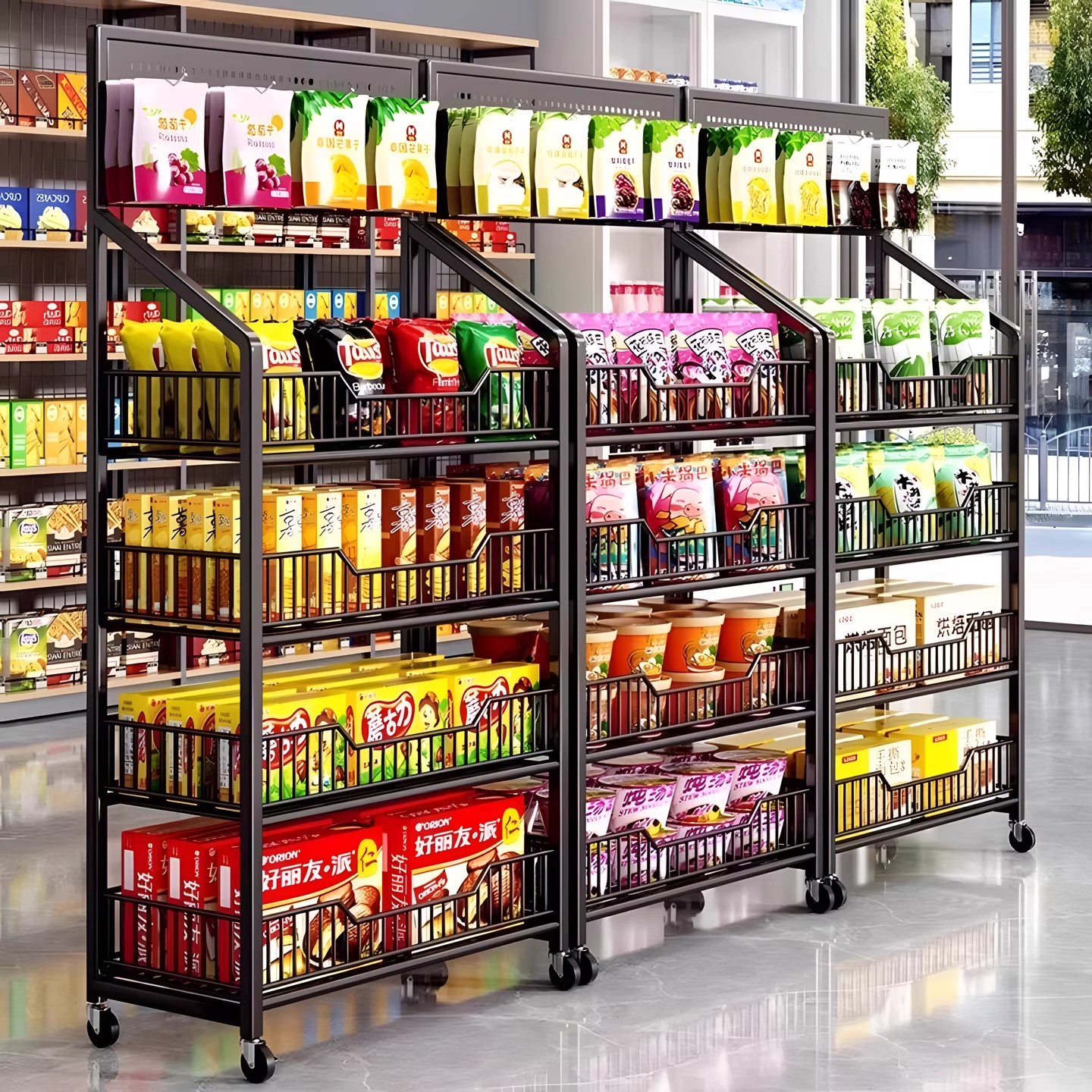 超市货架展示架便利店零食置物架多层小食品展示柜商用饮料收纳架