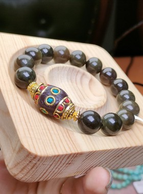 {琛贝手作}天然和田玉老红糖尼泊尔手工原创手串手链12mm24k厚度