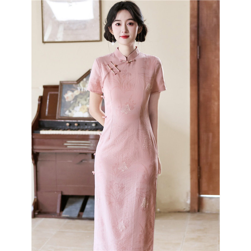 江南司造丨旗袍粉色女小个子2026年春夏新款新中式复古国风订婚绝