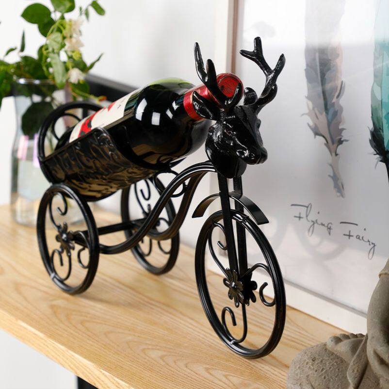 创意自行车红酒架摆件客厅酒柜装饰葡萄酒架摆件铁艺红酒瓶架子