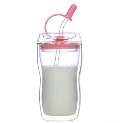 双层玻璃杯吸管杯女月子产妇牛奶耐热带刻度保温儿童孕妇网红水杯