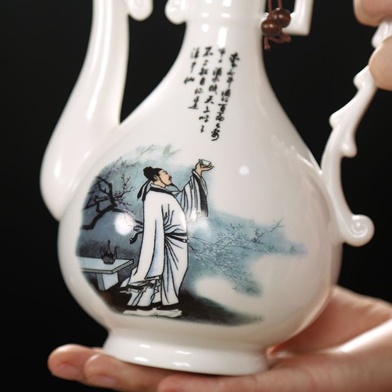 陶瓷白酒黄酒红酒分酒器仿古中式传统家用酒具套装酒壶酒杯礼品