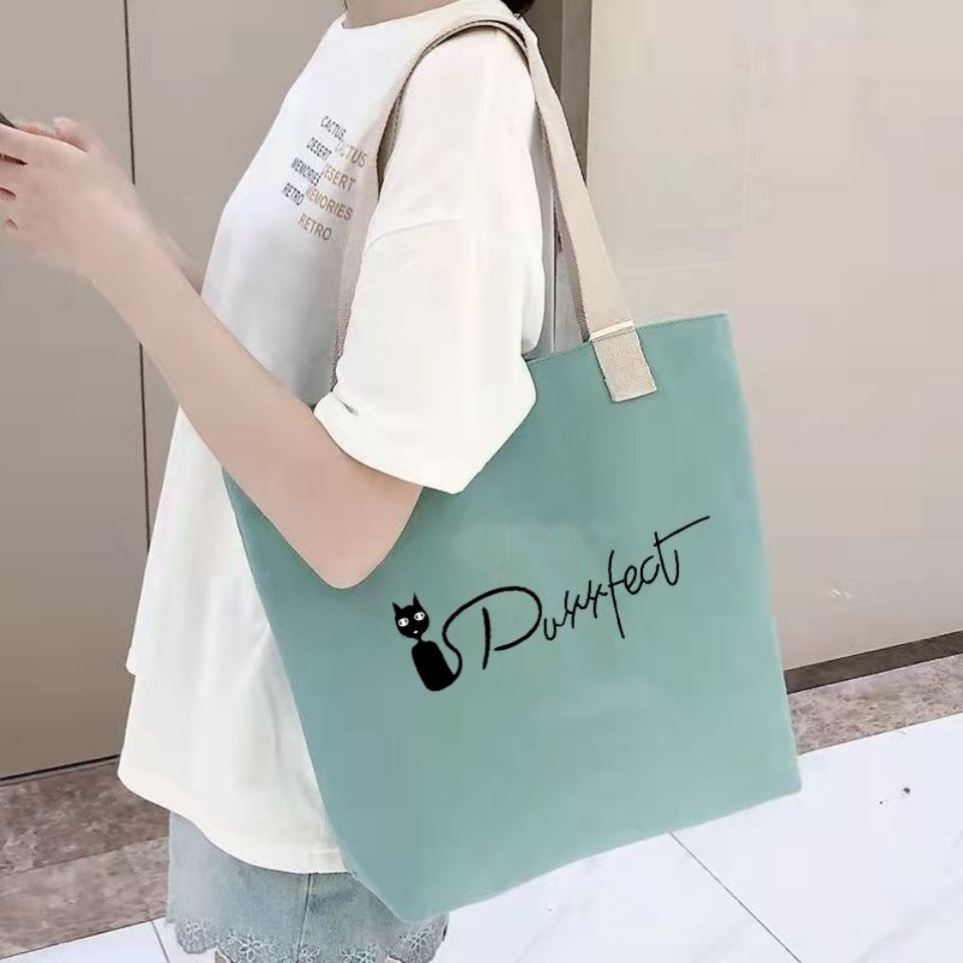 帆布包女学生斜挎上课韩版大容量单肩托特包帆布包手提上班电脑包