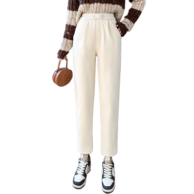 加绒加厚牛仔裤女百搭直筒休闲裤