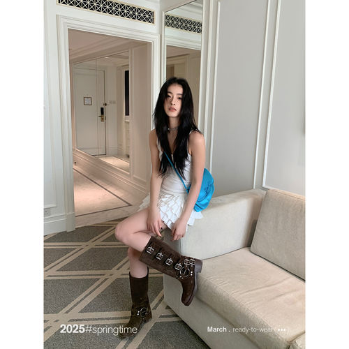 SUNONE白色辣妹连衣裙女