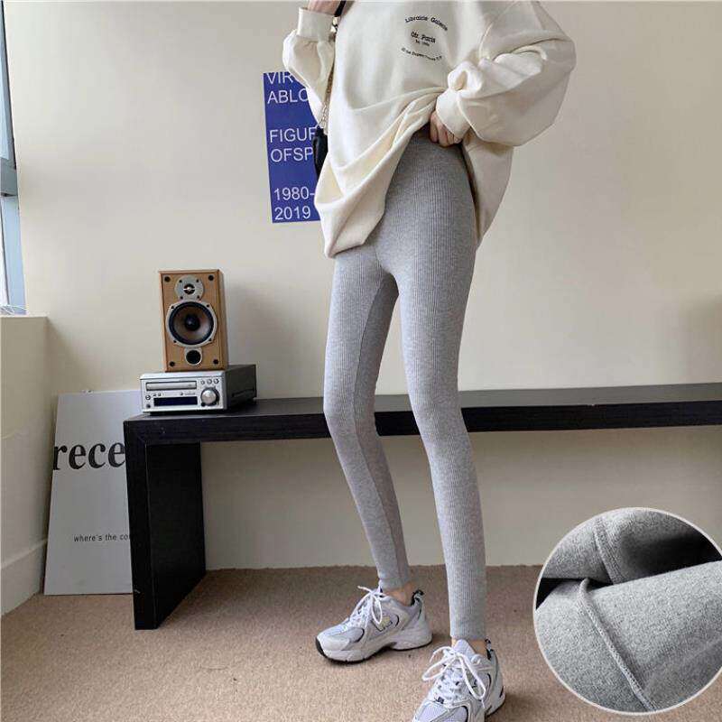 品牌折扣正品女装断码清仓特价不能退换灰色螺纹打底裤女外穿秋冬