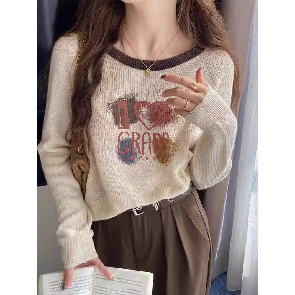 品牌正品女装衣服断码特价清仓 不退换-欧货圆领针织长袖T恤女秋