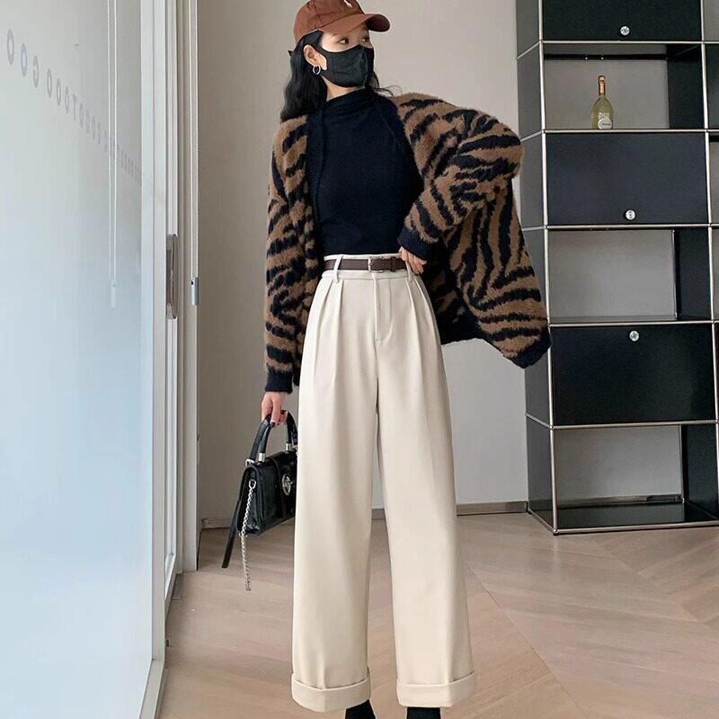 品牌折扣正品女装断码清仓特价不能退换棕色九分毛呢裤女秋冬小个