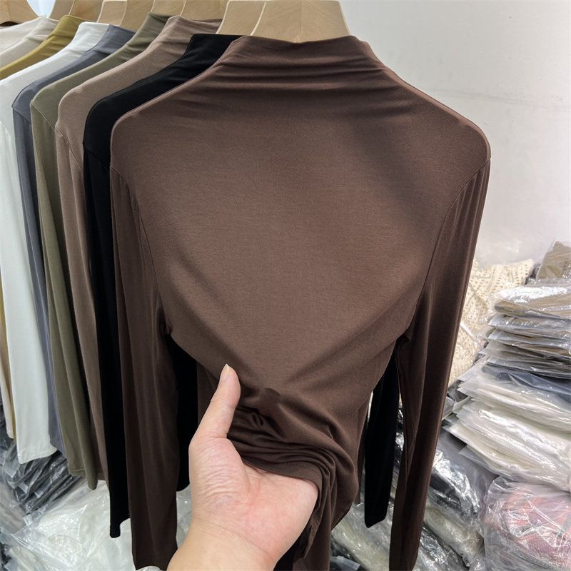 品牌折扣正品女装断码清仓特价不能退换莫代尔半高领打底衫女春秋