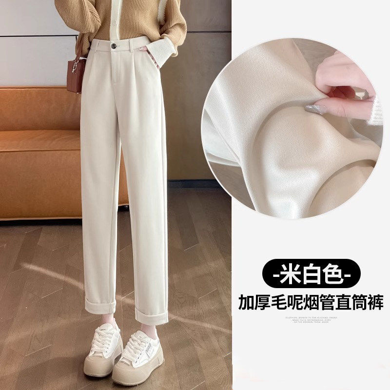 品牌折扣正品女装断码清仓特价不能退换加厚毛呢裤女秋冬新款卡其