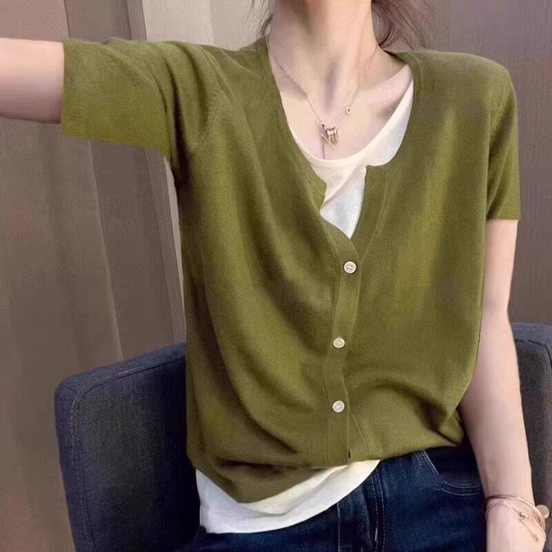 品牌折扣正品女装断码清仓特价不能退换欧货假两件短袖冰丝针织T