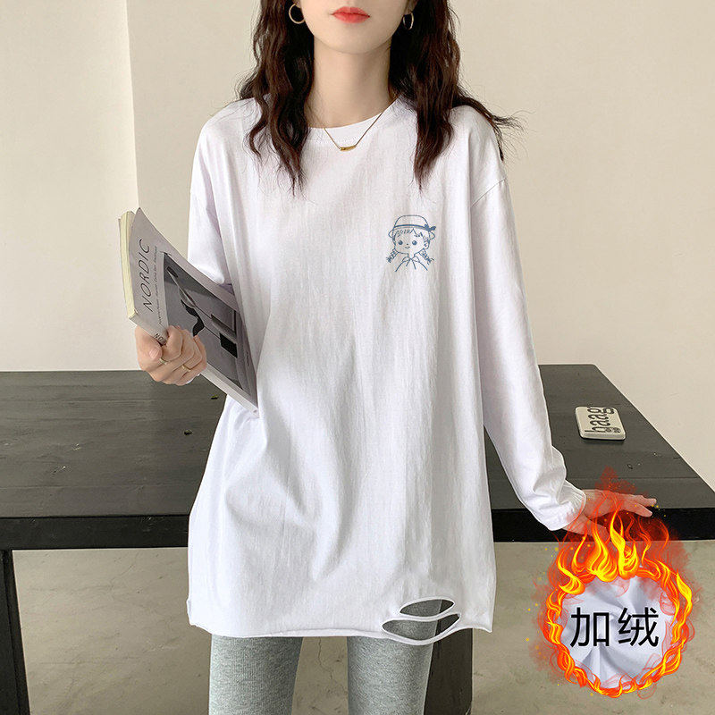 品牌折扣正品女装断码清仓特价不能退换白色加绒打底衫女秋冬新款