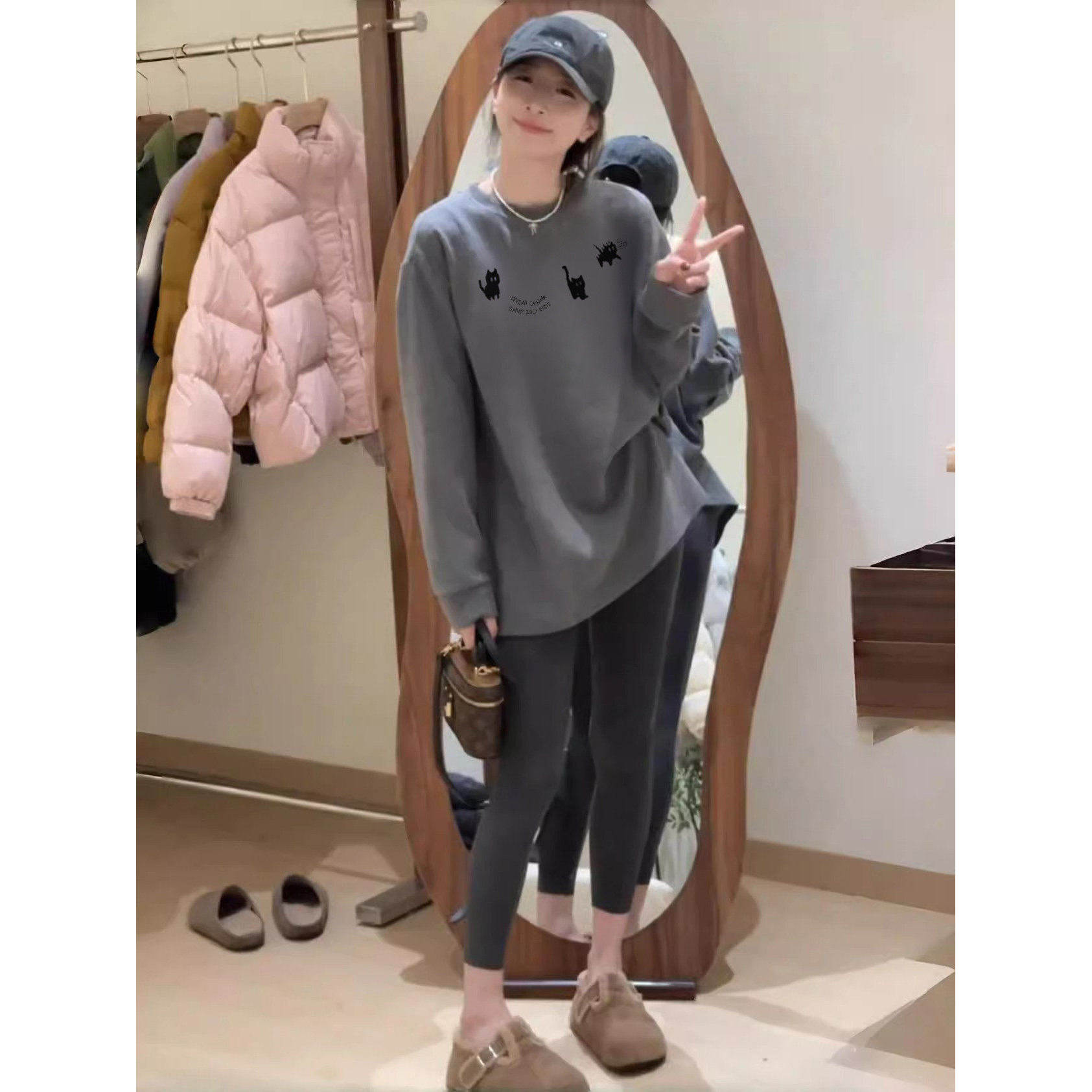 品牌折扣正品女装断码清仓特价不能退换宽松慵懒中长款长袖T恤秋