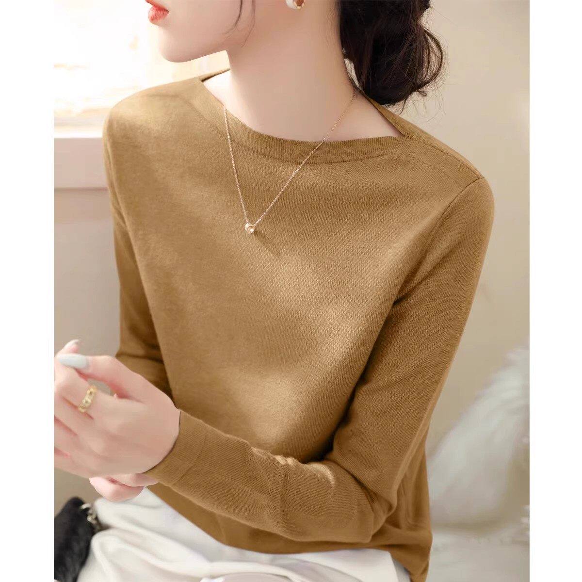 品牌正品女装衣服断码特价清仓 不退换-一字肩领针织打底衫女秋冬