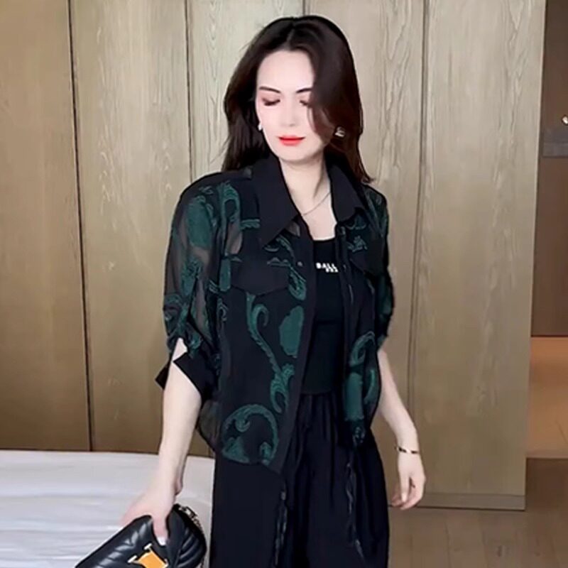 品牌折扣正品女装断码清仓特价不能退换碎花中袖防晒衣衬衫女