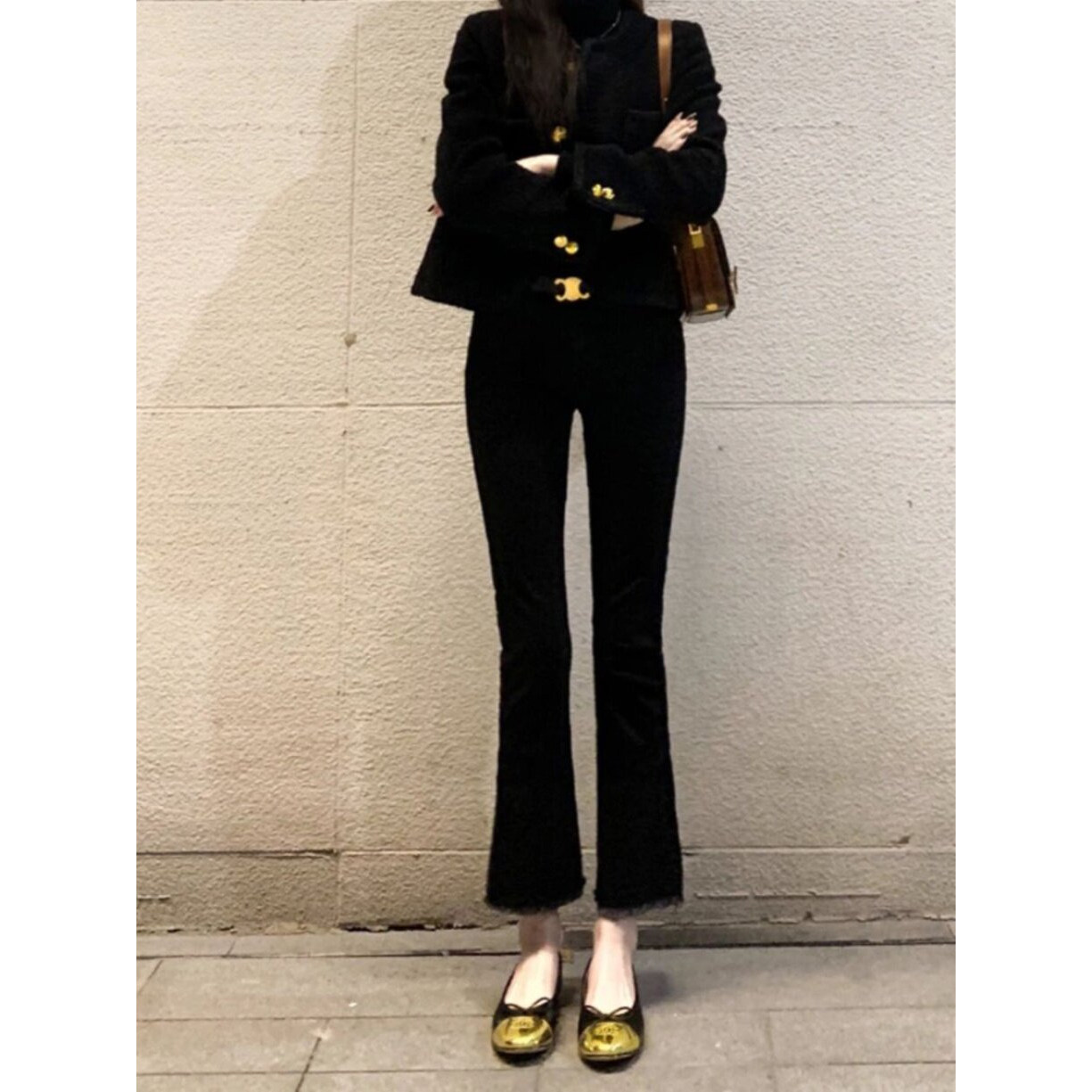 品牌正品女装衣服断码特价清仓 不接受退换-黑色微喇叭牛仔裤女