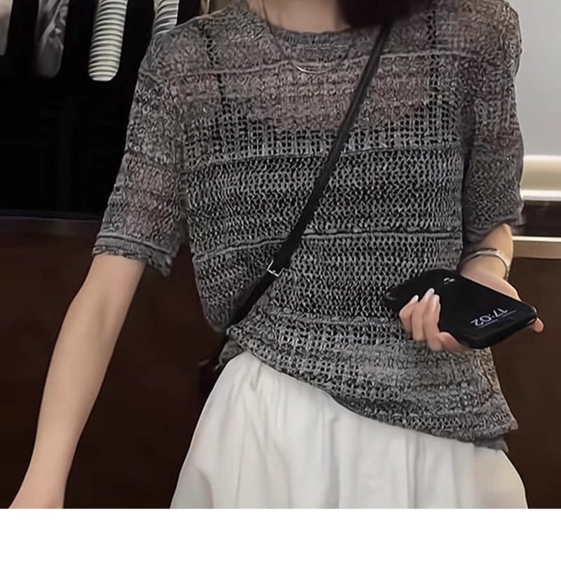 品牌正品女装衣服断码特价清仓 不退换-欧货冰丝针织圆领短袖T恤
