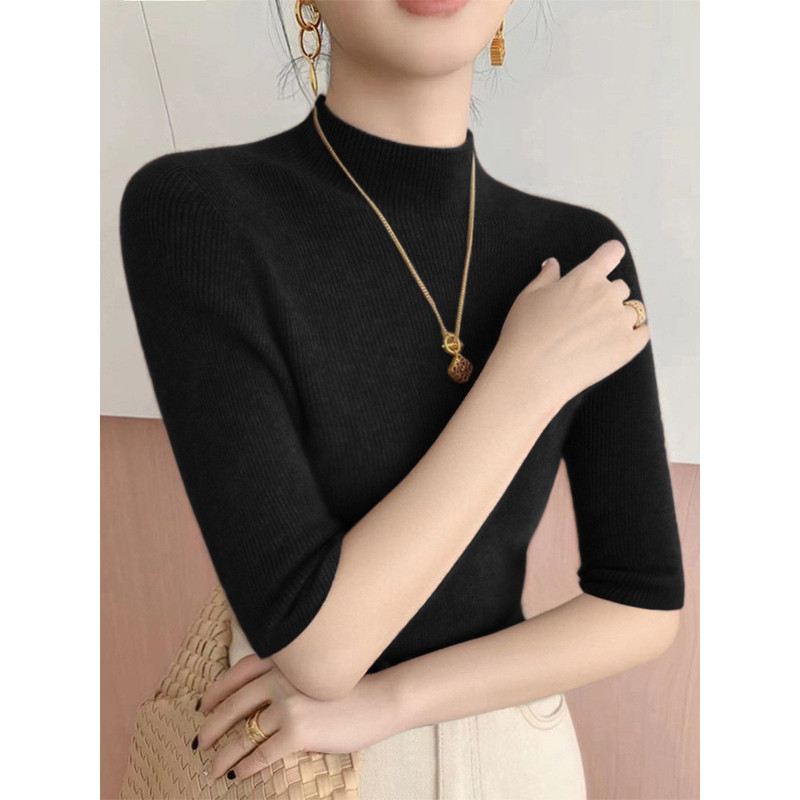 品牌正品断码特价清仓衣服 不退换-黑色半高领打底衫女秋