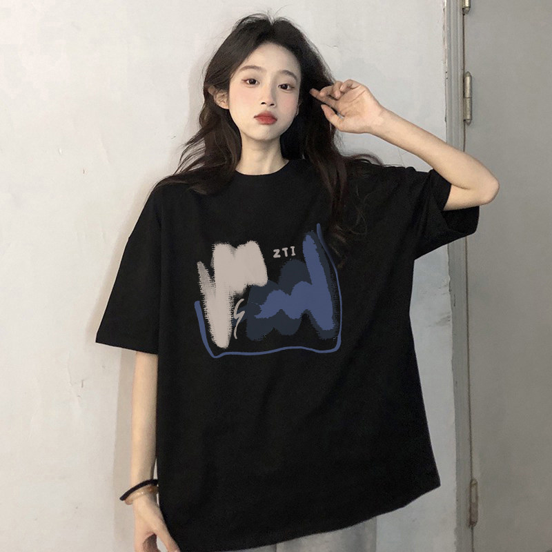 【品牌正品女装新品超级秒杀 不接受退换】港味复古chic黑色短袖t