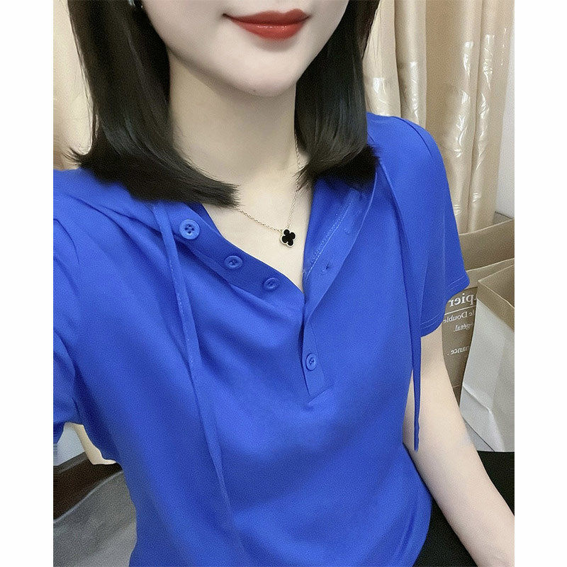 品牌折扣正品女装断码清仓特价不能退换灰色连帽短袖t恤女2026新