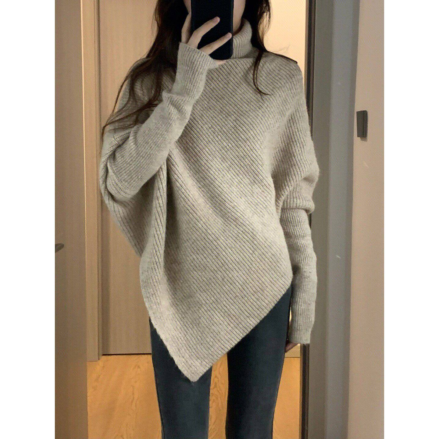 品牌折扣正品女装断码清仓特价不能退换不规则高领毛衣女秋冬季