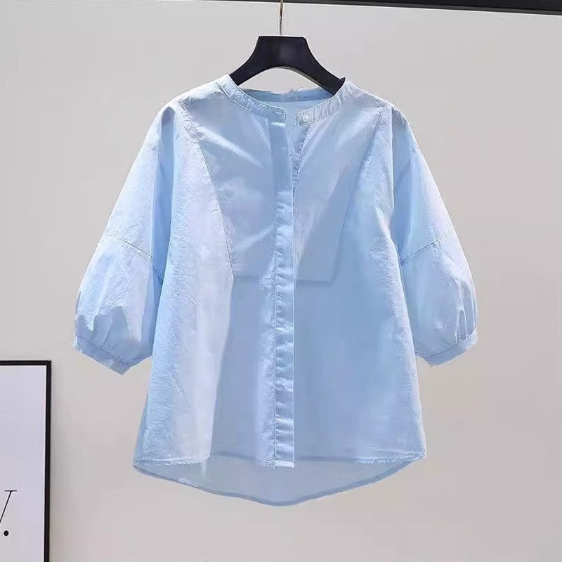 品牌折扣正品女装断码清仓特价不能退换蓝色衬衫短袖T恤女2026新
