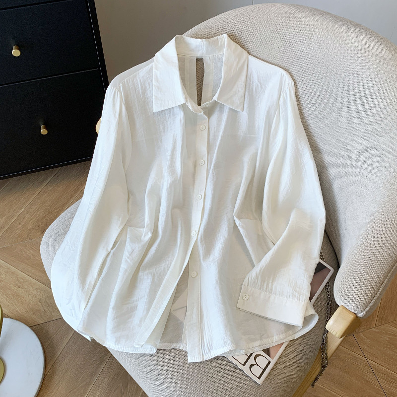 品牌折扣正品女装断码清仓特价不能退换后背开叉镂空长袖防晒衬衫