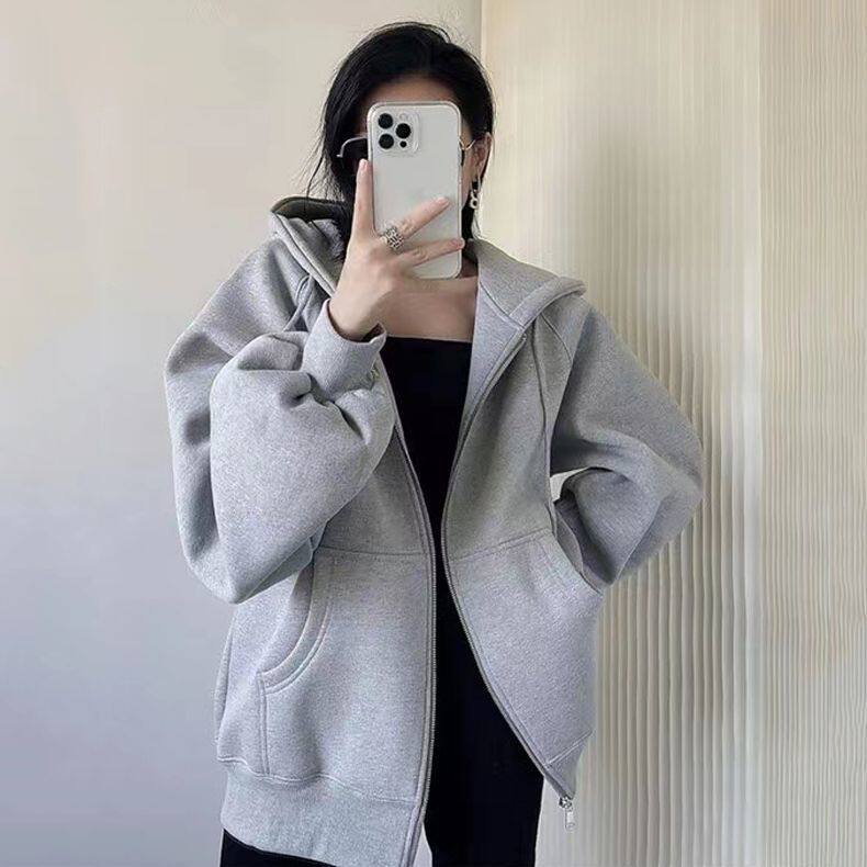 品牌折扣正品女装断码清仓特价不能退换灰色连帽卫衣女款爆款